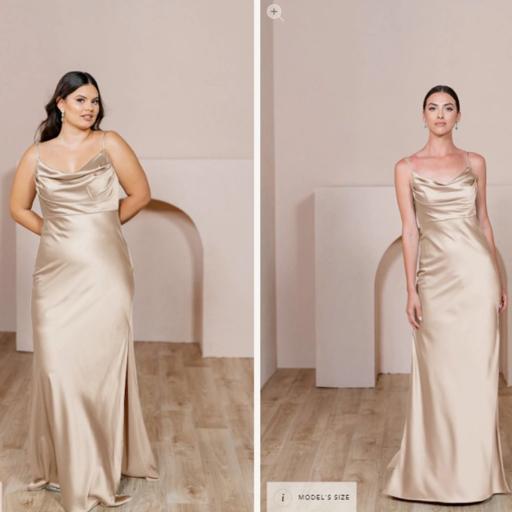 Gold Champagne Satin Bridesmaids Dress (Revelry)